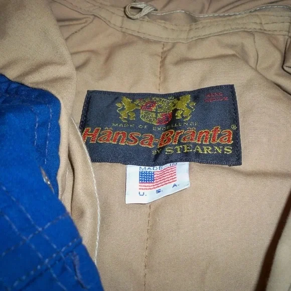 Hansa-Branta Mens Stearns Anorak Lined Blue Parka Coat Jacket, Sz Medium Vintage